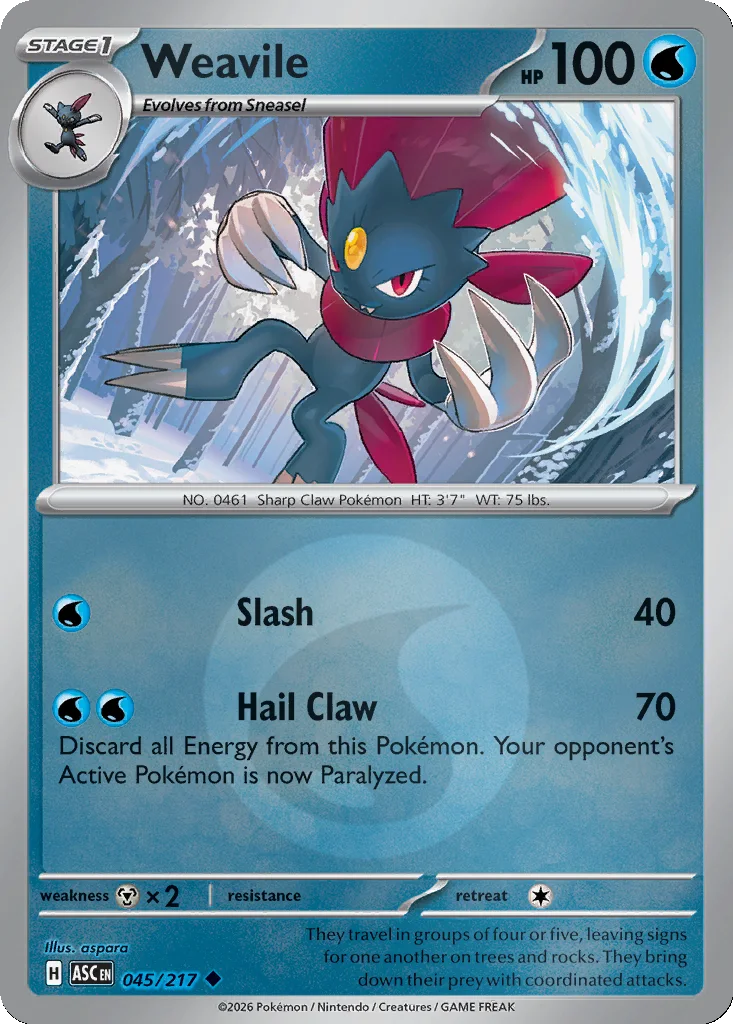Weavile 045/217 ME: Ascended Heroes (Reverse holo)