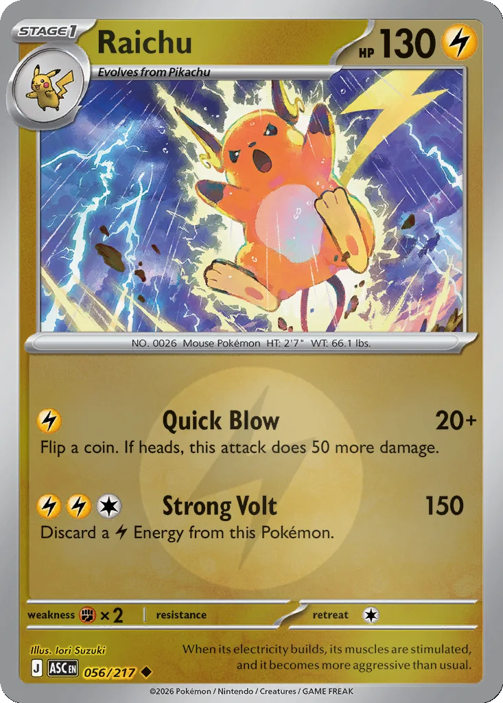 Raichu 056/217 Ascended Heroes (Reverse holo)