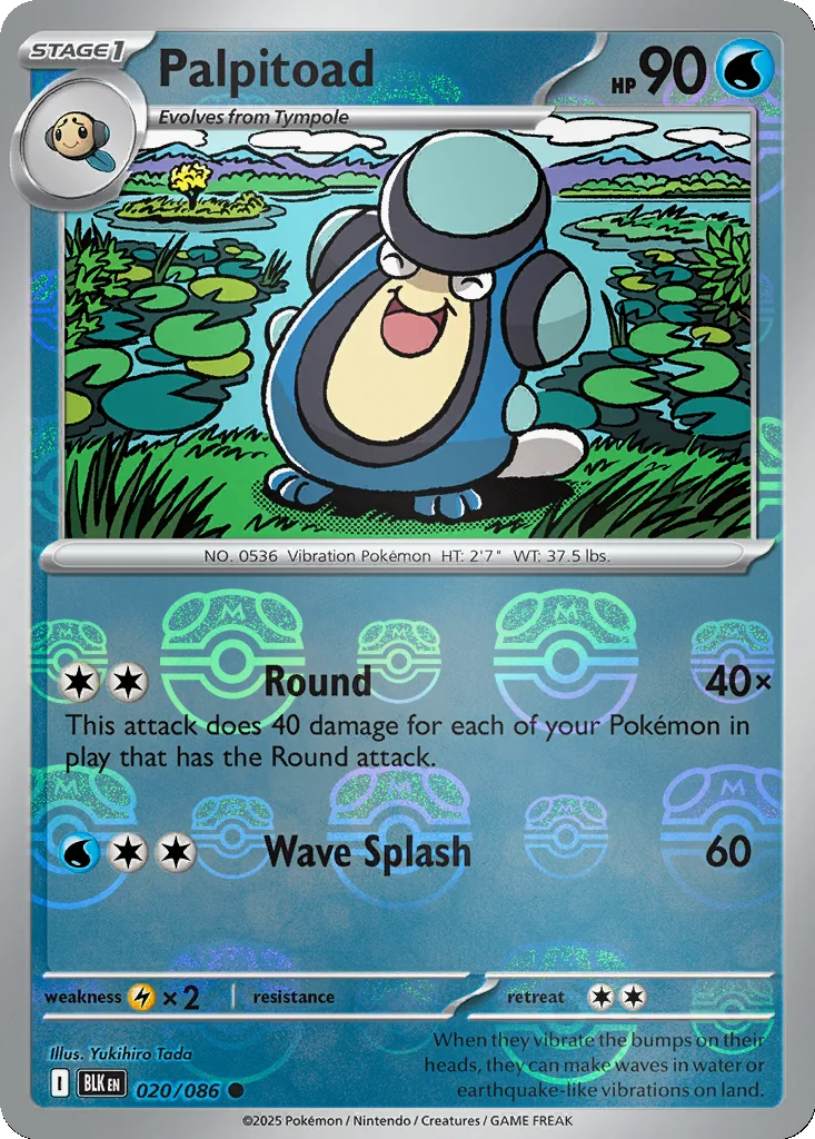 Palpitoad 020/086 Black Bolt (Master Ball holo)