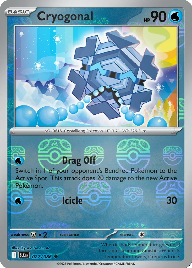 Cryogonal 027/086 Black Bolt (Master Ball holo)