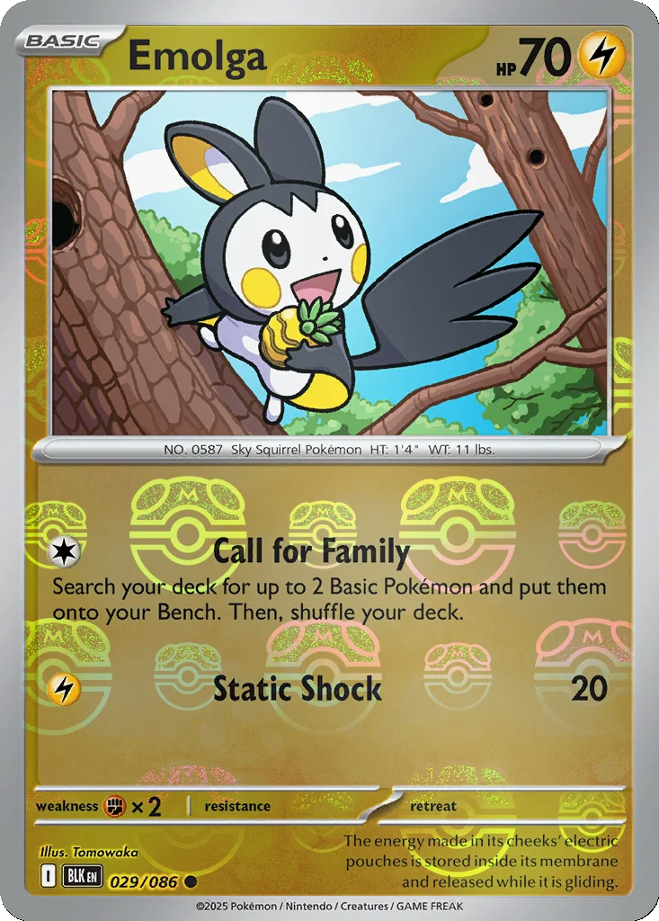 Emolga 029/086 Black Bolt (Master Ball holo)