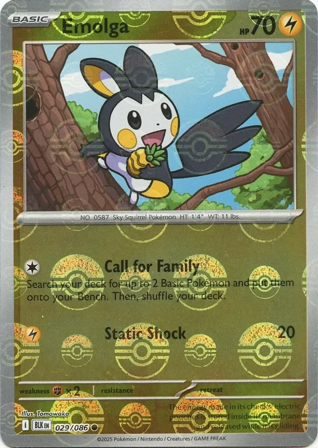 Emolga 029/086 Black Bolt (Poké Ball holo)