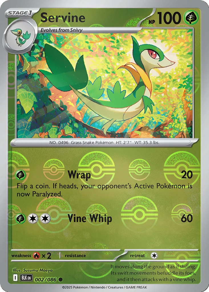Servine 002/086 Black Bolt (Poké Ball holo)