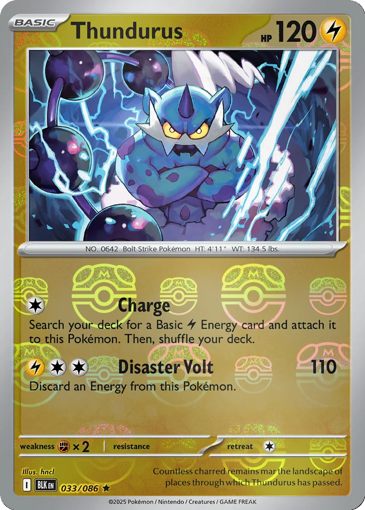 Thundurus 033/086 Black Bolt (Master Ball holo)