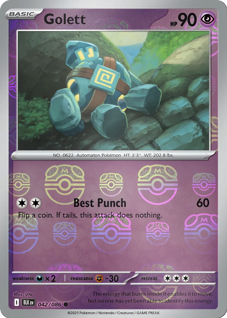Golett 042/086 Black Bolt (Master Ball holo)