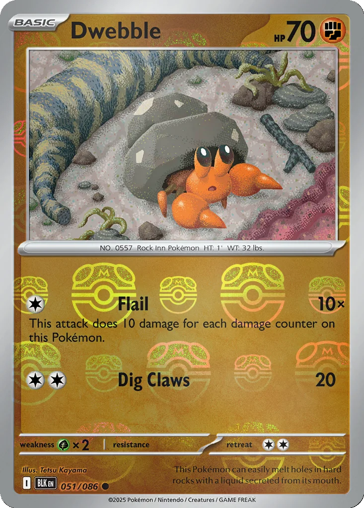 Dwebble 051/086 Black Bolt (Master Ball holo)