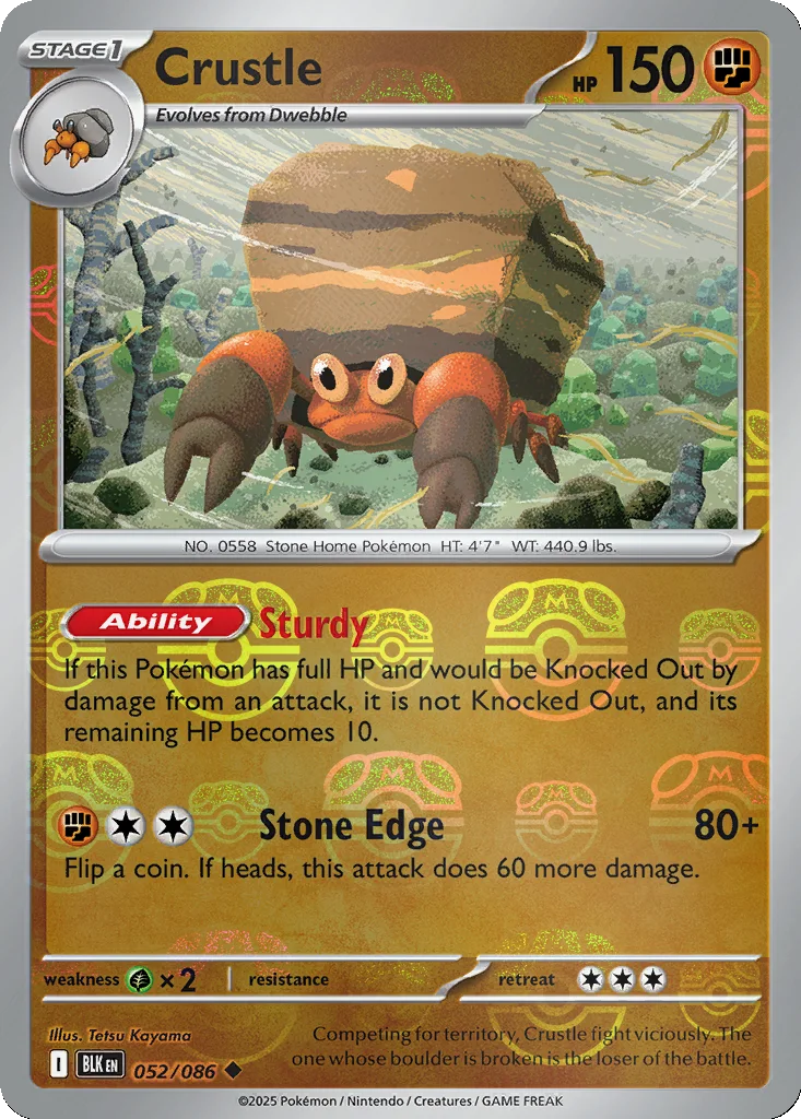Crustle 052/086 Black Bolt (Master Ball holo)