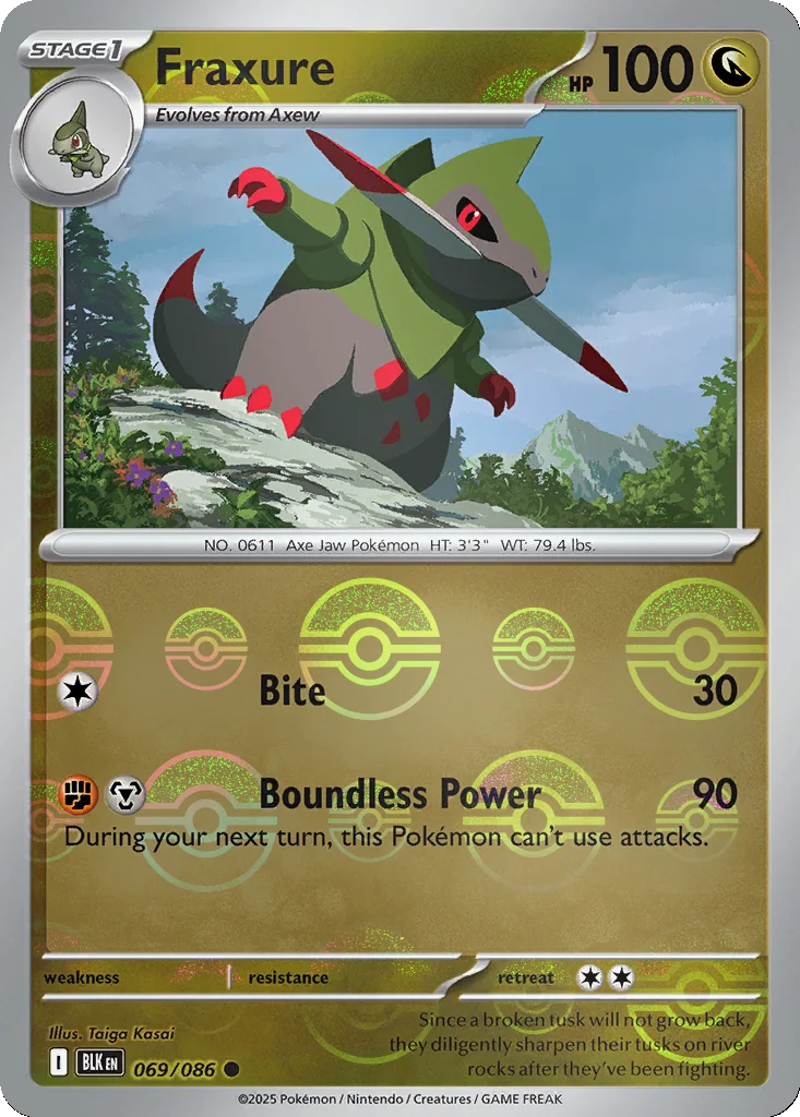 Fraxure 069/086 Black Bolt (Poké Ball holo)