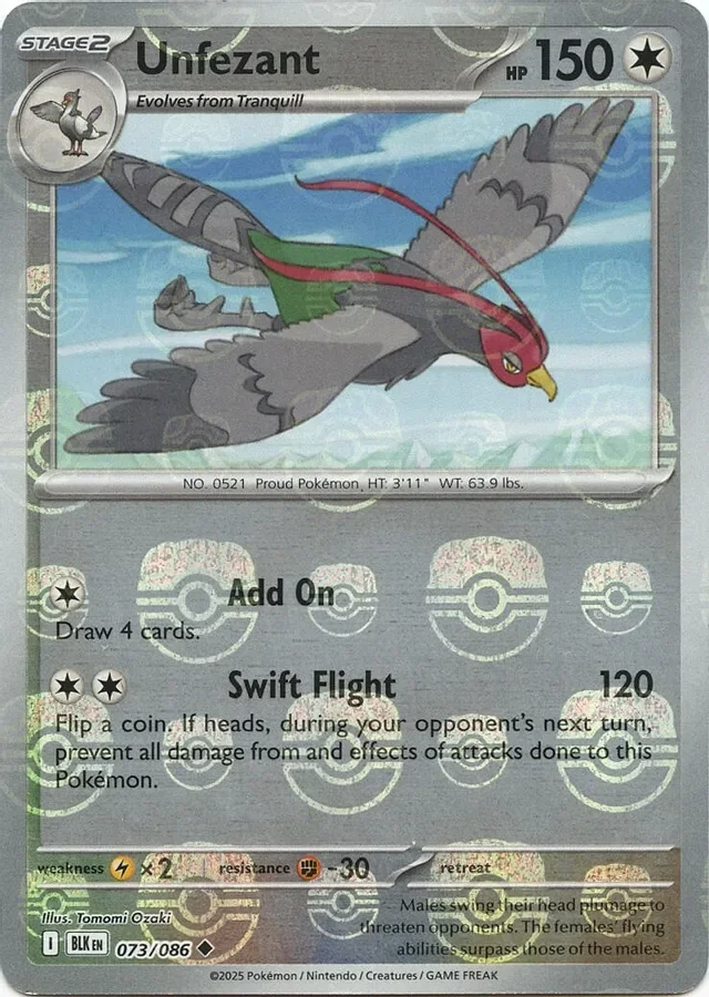 Unfezant 073/086 Black Bolt (Master Ball holo)