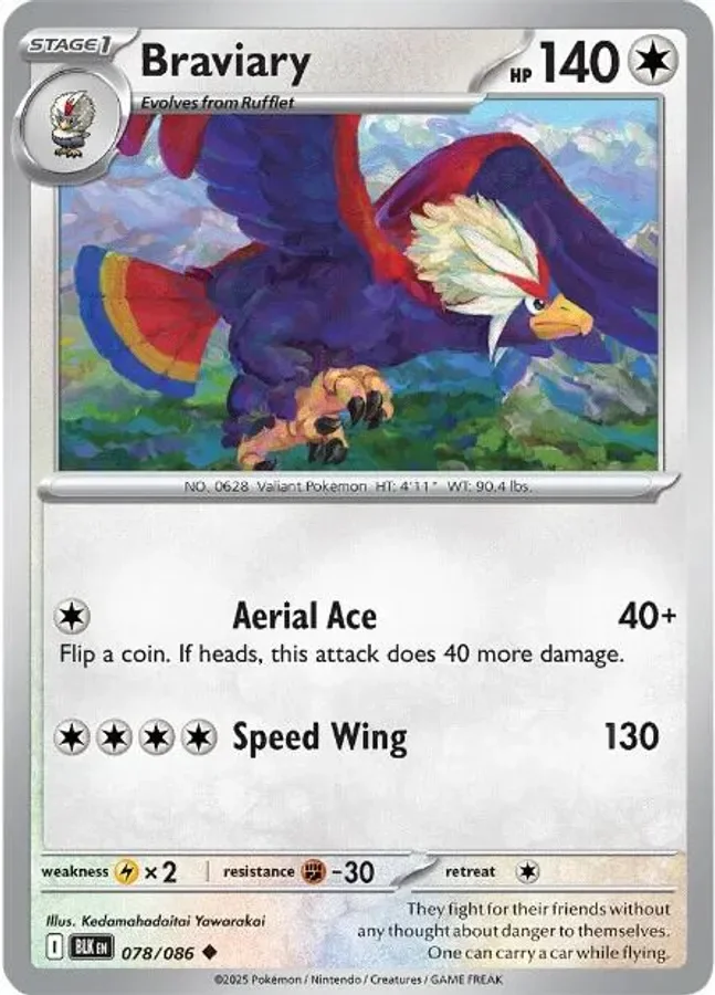 Braviary 078/086 Black Bolt (Reverse holo)