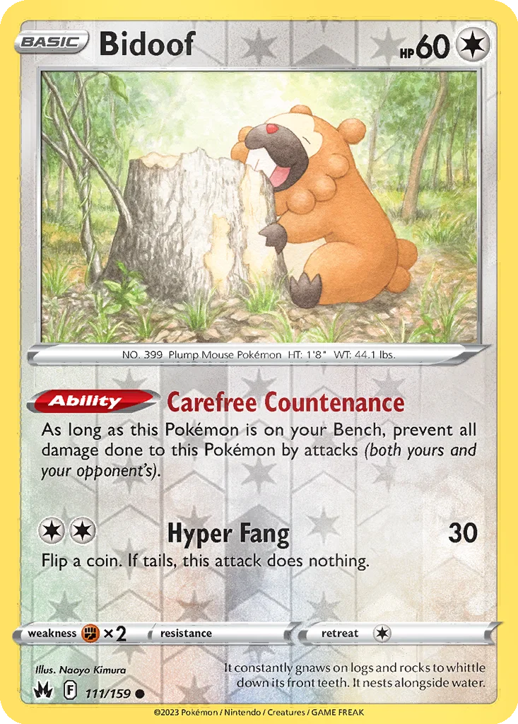 Bidoof 111/159 Crown Zenith (Reverse holo)