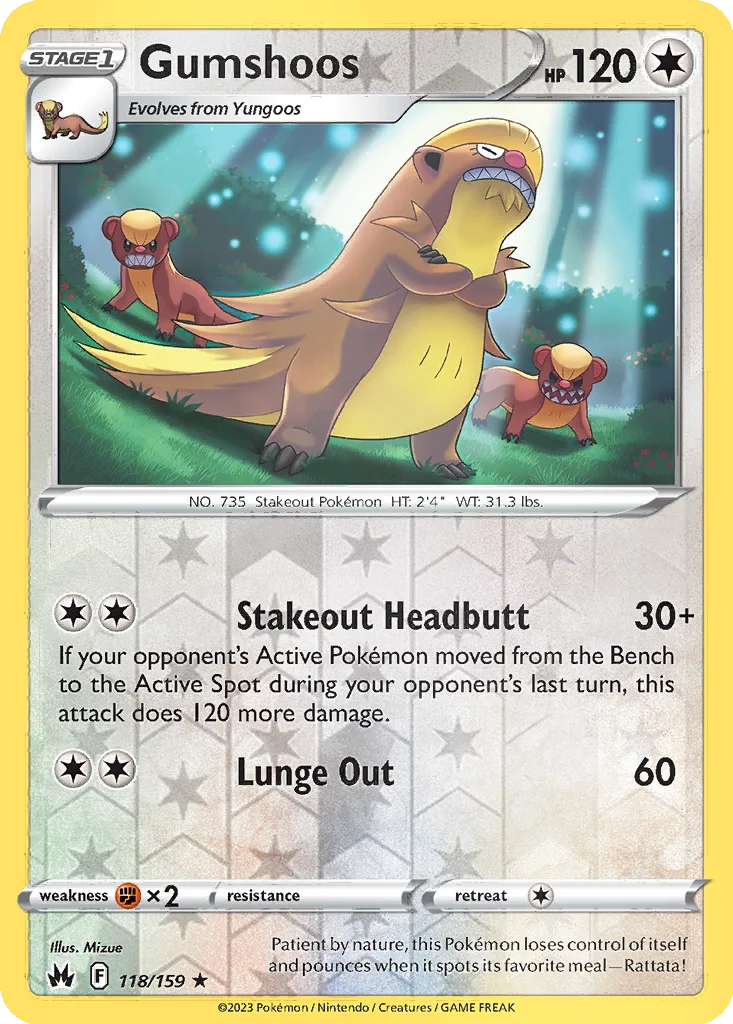 Gumshoos 118/159 Crown Zenith (Reverse holo)