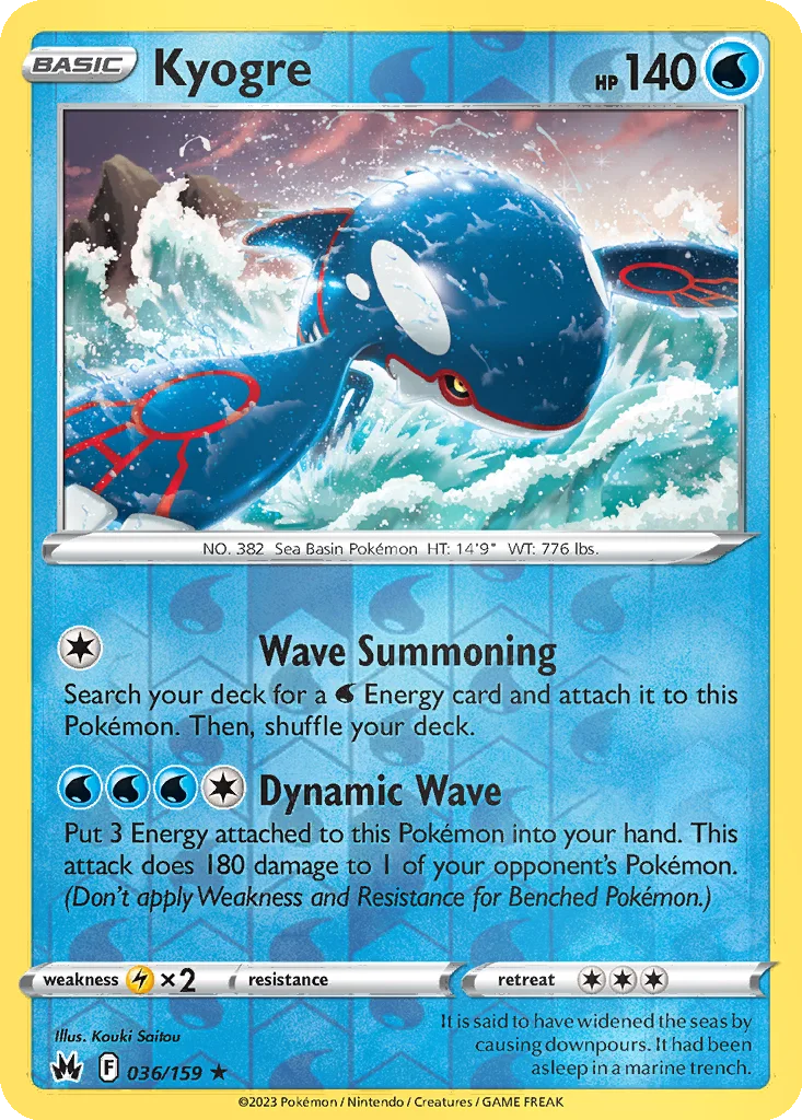 Kyogre 036/159 Crown Zenith (Reverse holo)