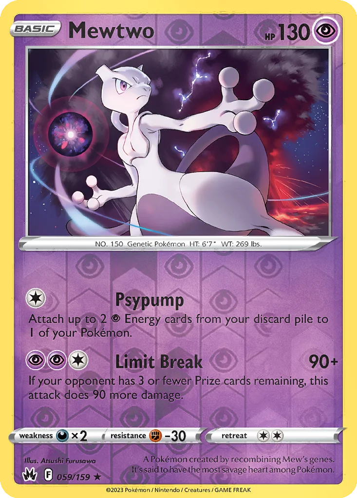 Mewtwo 059/159 Crown Zenith (Reverse holo)