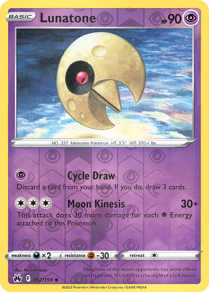 Lunatone 062/159 Crown Zenith (Reverse holo)