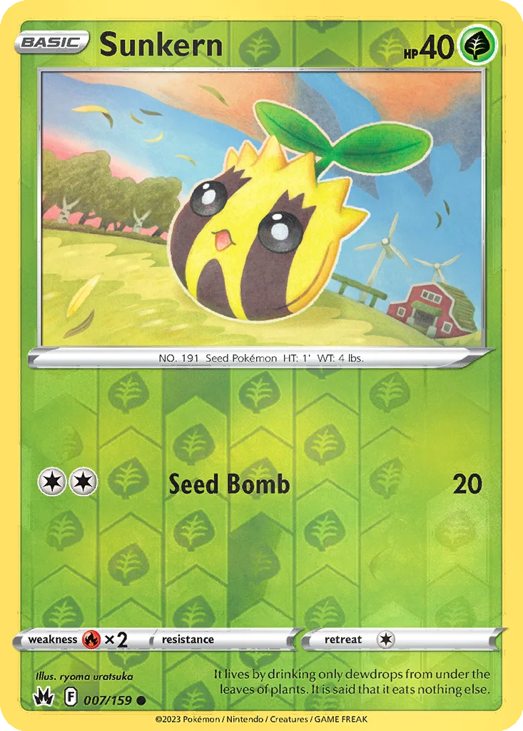 Sunkern 007/159 Crown Zenith (Reverse holo)