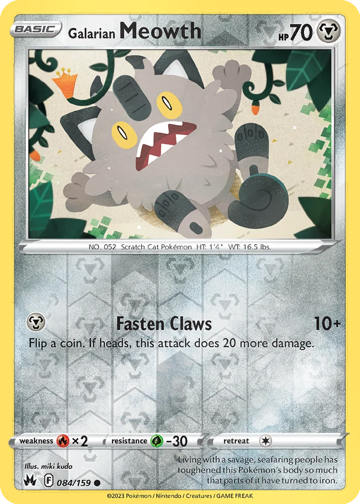 Galarian Meowth 084/159 Crown Zenith (Reverse holo)