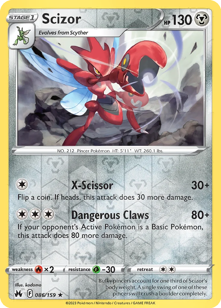Scizor 086/159 Crown Zenith (Reverse holo)