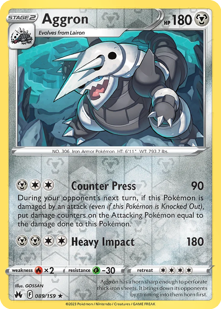 Aggron 089/159 Crown Zenith (Reverse holo)