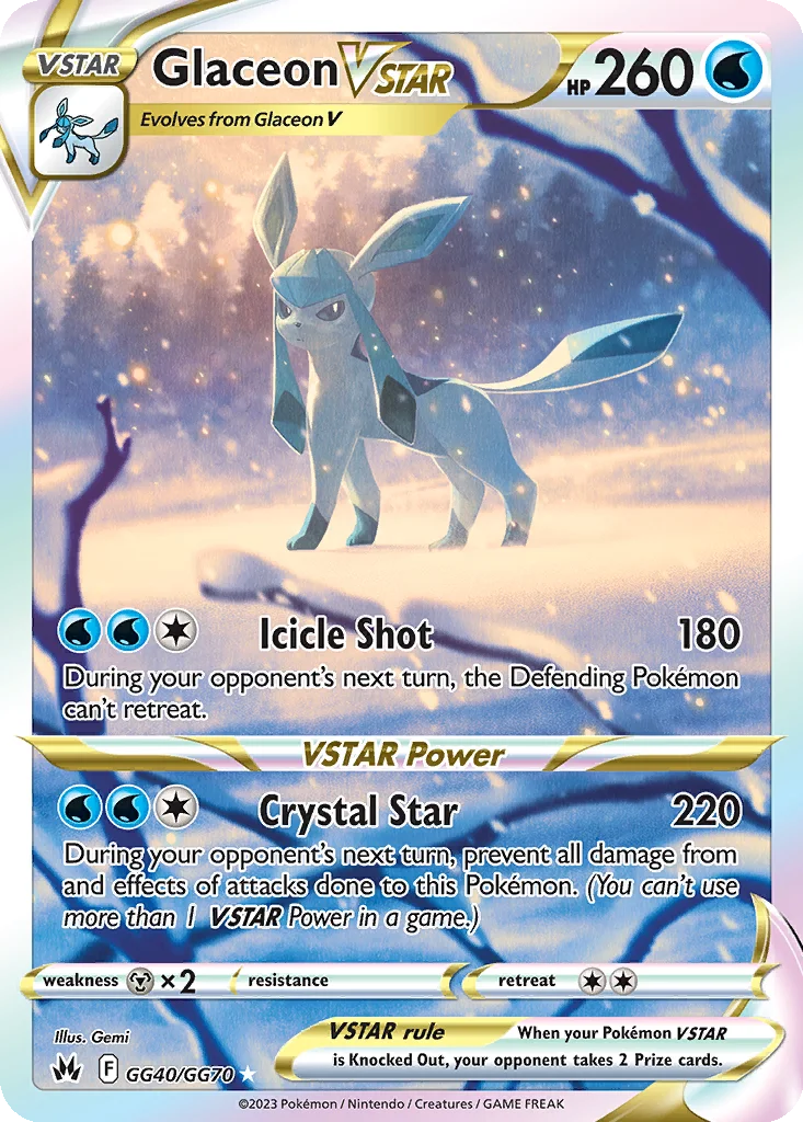 Glaceon VSTAR GG40/070 Crown Zenith Galarian Gallery (Holo)