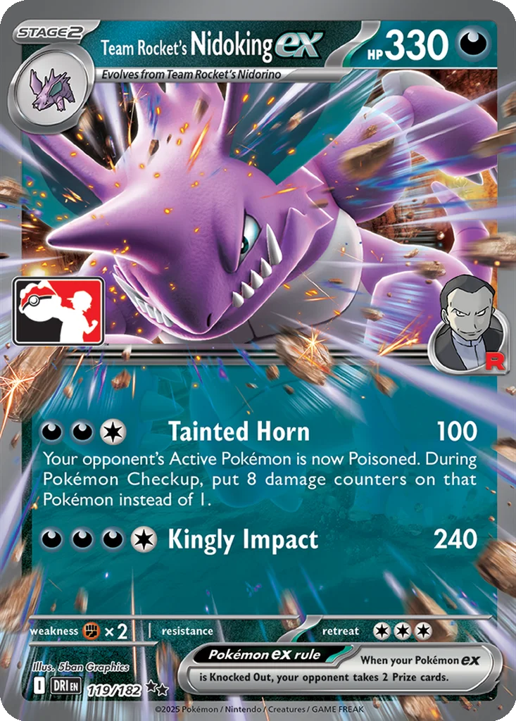Team Rocket's Nidoking ex 119/182 Destined Rivals (Play! Pokémon)