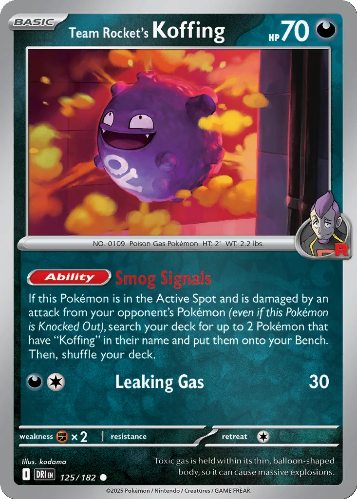 Team Rocket's Koffing 125/182 Destined Rivals (Reverse holo)