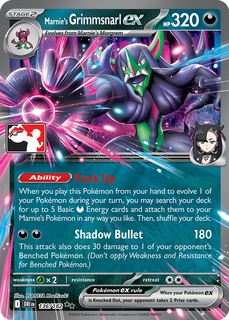 Marnie's Grimmsnarl ex 136/182 Destined Rivals (Play! Pokémon)