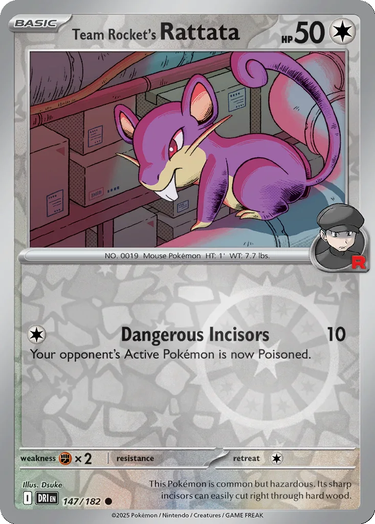 Team Rocket's Rattata 147/182 SV10: Destined Rivals (Reverse holo)