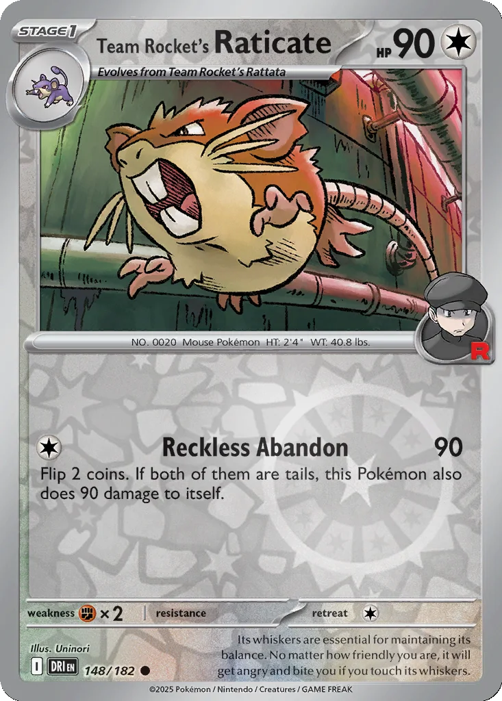 Team Rocket's Raticate 148/182 SV10: Destined Rivals (Reverse holo)