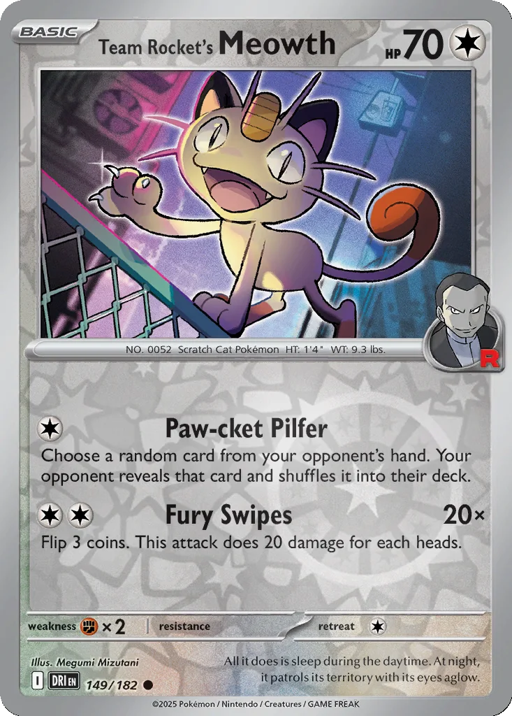 Team Rocket's Meowth 149/182 SV10: Destined Rivals (Reverse holo)