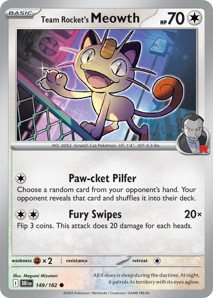 Team Rocket's Meowth 149/182 Destined Rivals (Cosmos Holo)