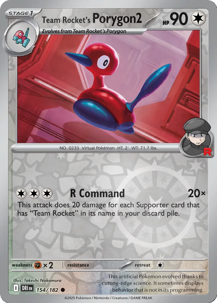 Team Rocket's Porygon2 154/182 SV10: Destined Rivals (Reverse holo)