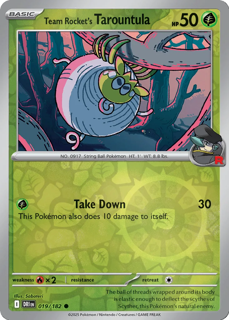 Team Rocket's Tarountula 019/182 Destined Rivals (Reverse holo)