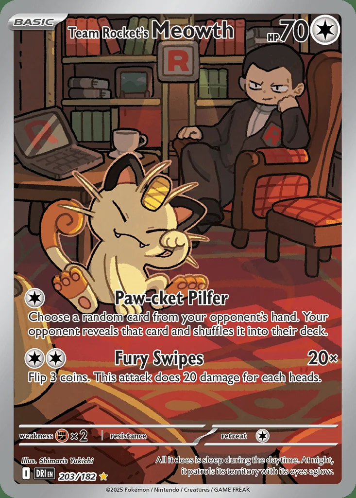 Team Rocket's Meowth 203/182 Destined Rivals (Holo)