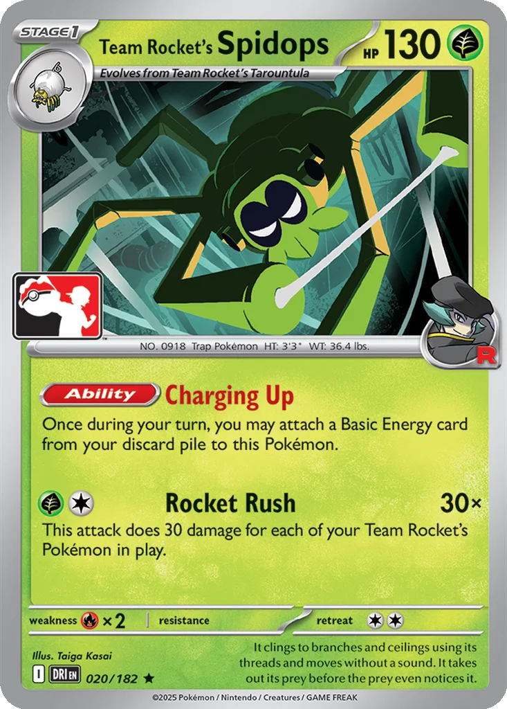Team Rocket's Spidops 020/182 Destined Rivals (Play! Pokémon)