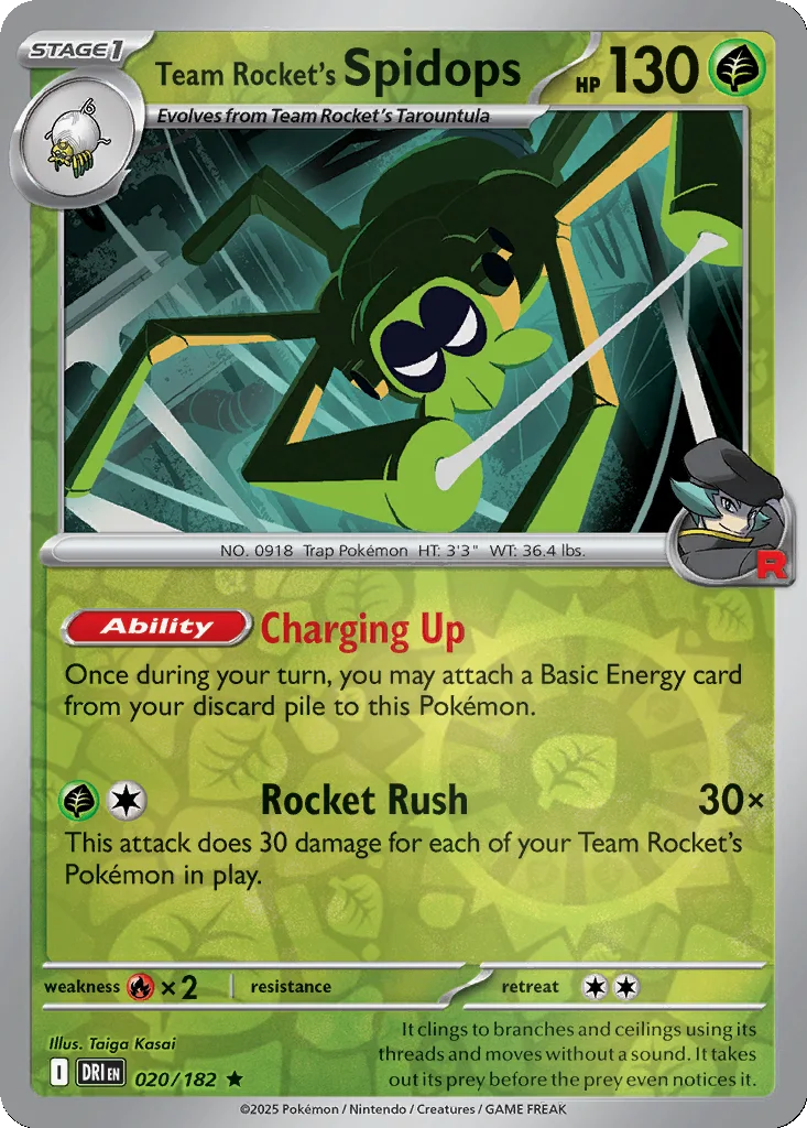 Team Rocket's Spidops 020/182 SV10: Destined Rivals (Reverse holo)