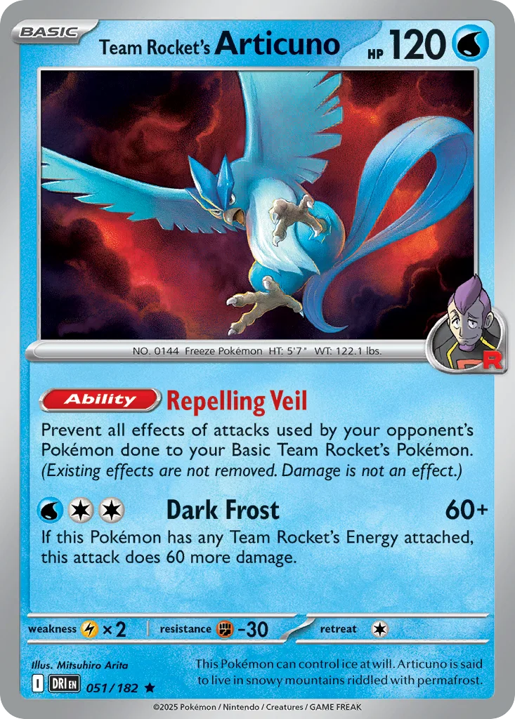 Team Rocket's Articuno 051/182 SV10: Destined Rivals (Holo)