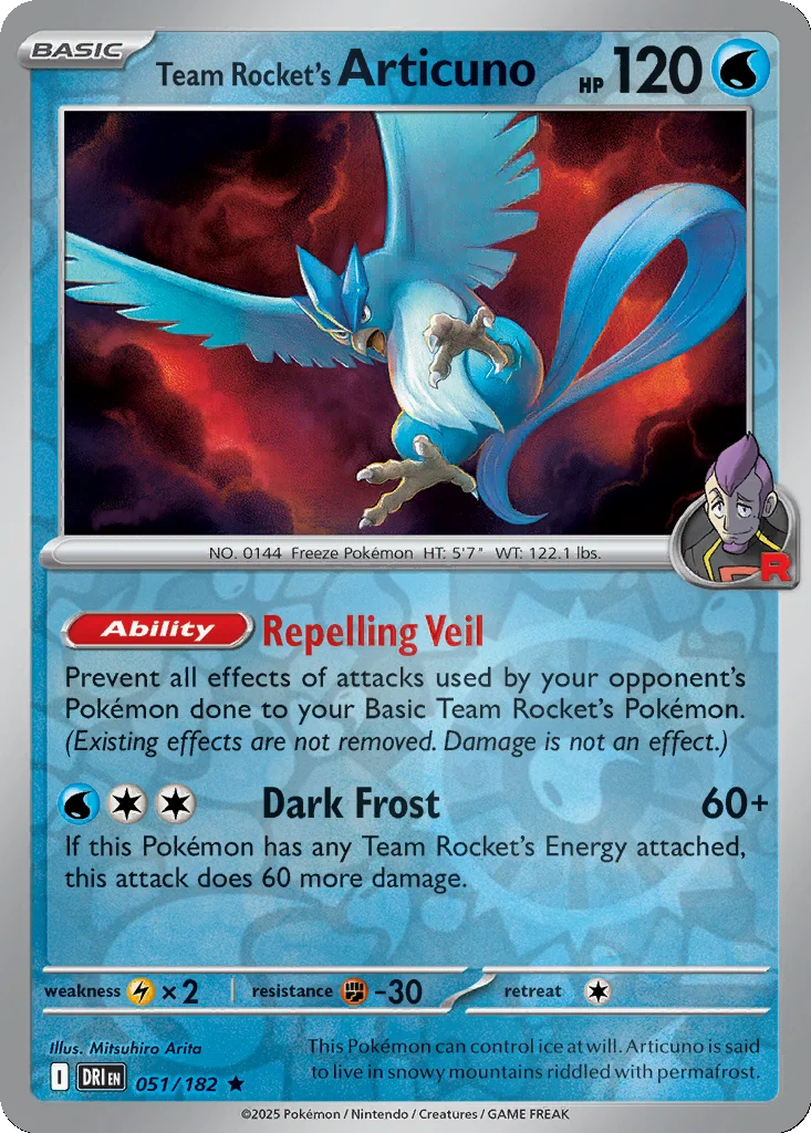 Team Rocket's Articuno 051/182 SV10: Destined Rivals (Reverse holo)