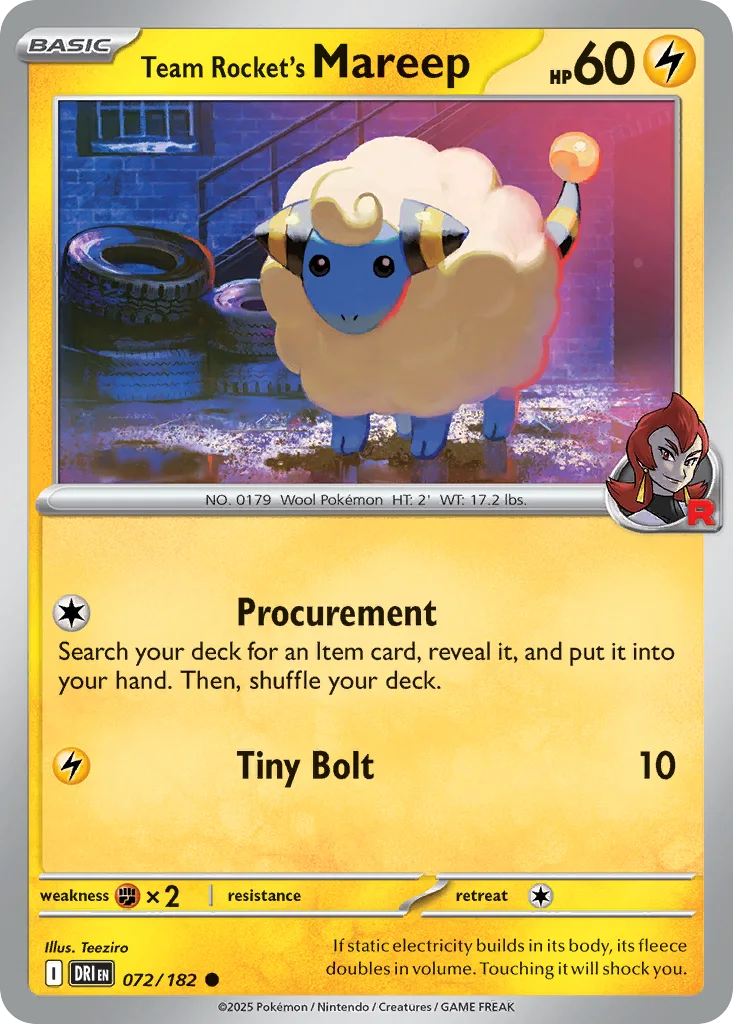 Team Rocket's Mareep 072/182 SV10: Destined Rivals (Normal)