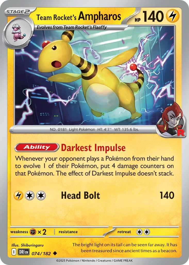 Team Rocket's Ampharos 074/182 SV10: Destined Rivals (Normal)
