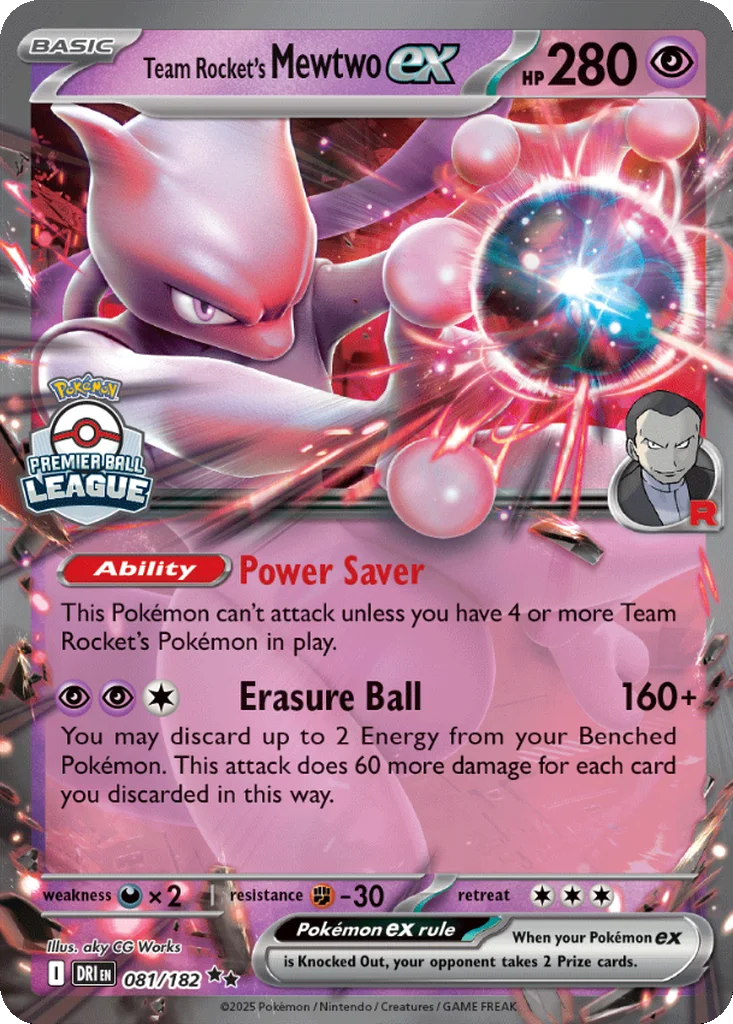 Team Rocket's Mewtwo ex 081/182 Destined Rivals (Premier Ball League)