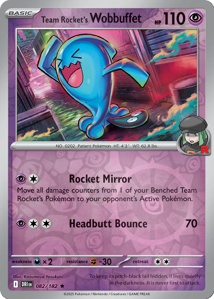 Team Rocket's Wobbuffet 082/182 SV10: Destined Rivals (Reverse holo)