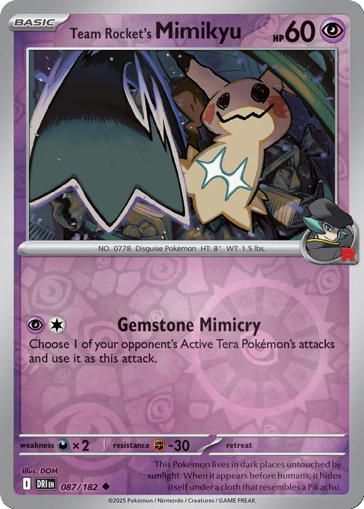 Team Rocket's Mimikyu 087/182 SV10: Destined Rivals (Reverse holo)
