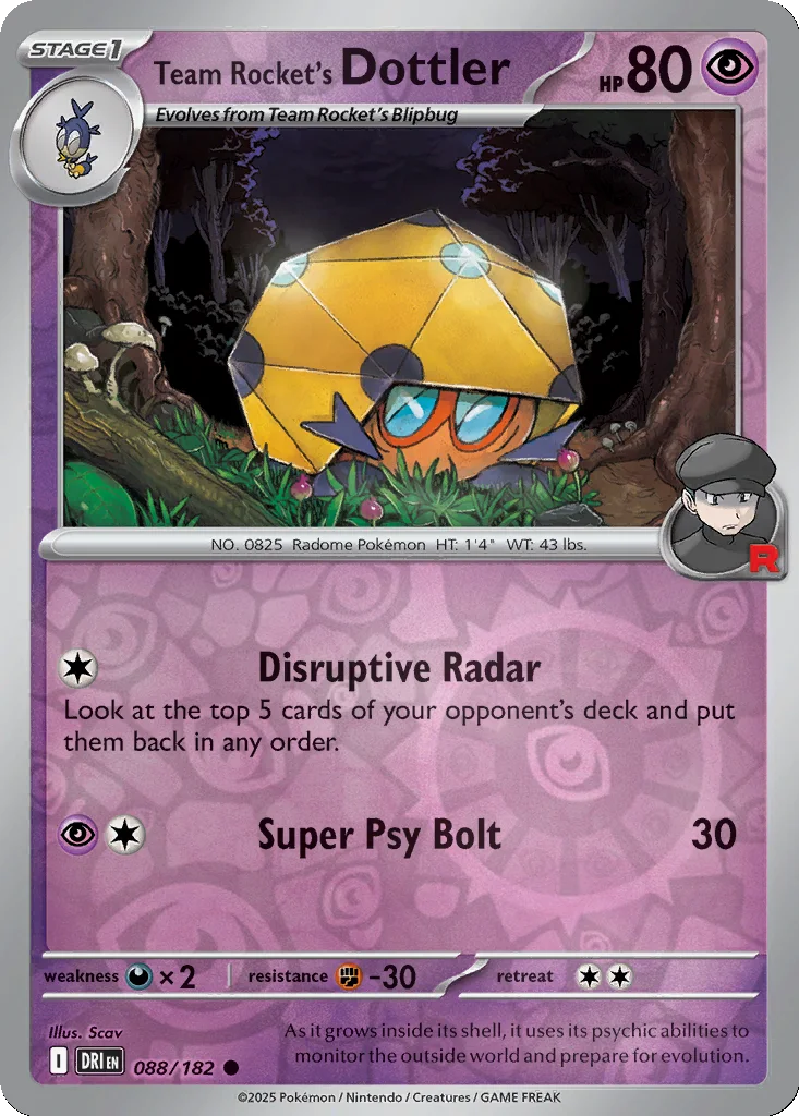 Team Rocket's Dottler 088/182 SV10: Destined Rivals (Reverse holo)