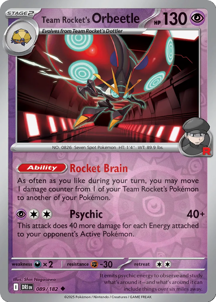 Team Rocket's Orbeetle 089/182 Destined Rivals (Reverse holo)