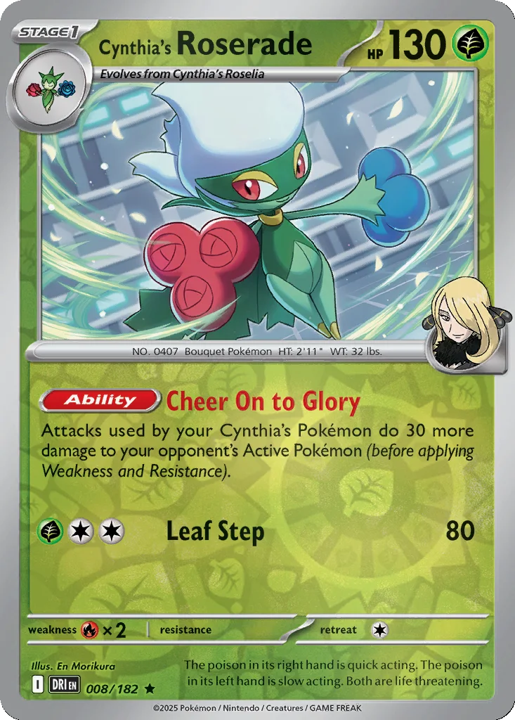 Cynthia's Roserade 008/182 Destined Rivals (Reverse holo)