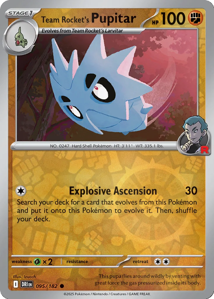 Team Rocket's Pupitar 095/182 SV10: Destined Rivals (Reverse holo)