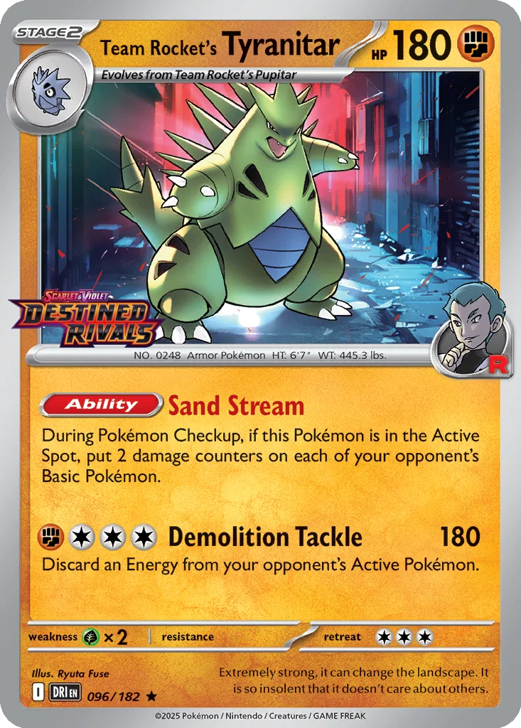 Team Rocket's Tyranitar 096/182 Destined Rivals (Expansion Stamp)