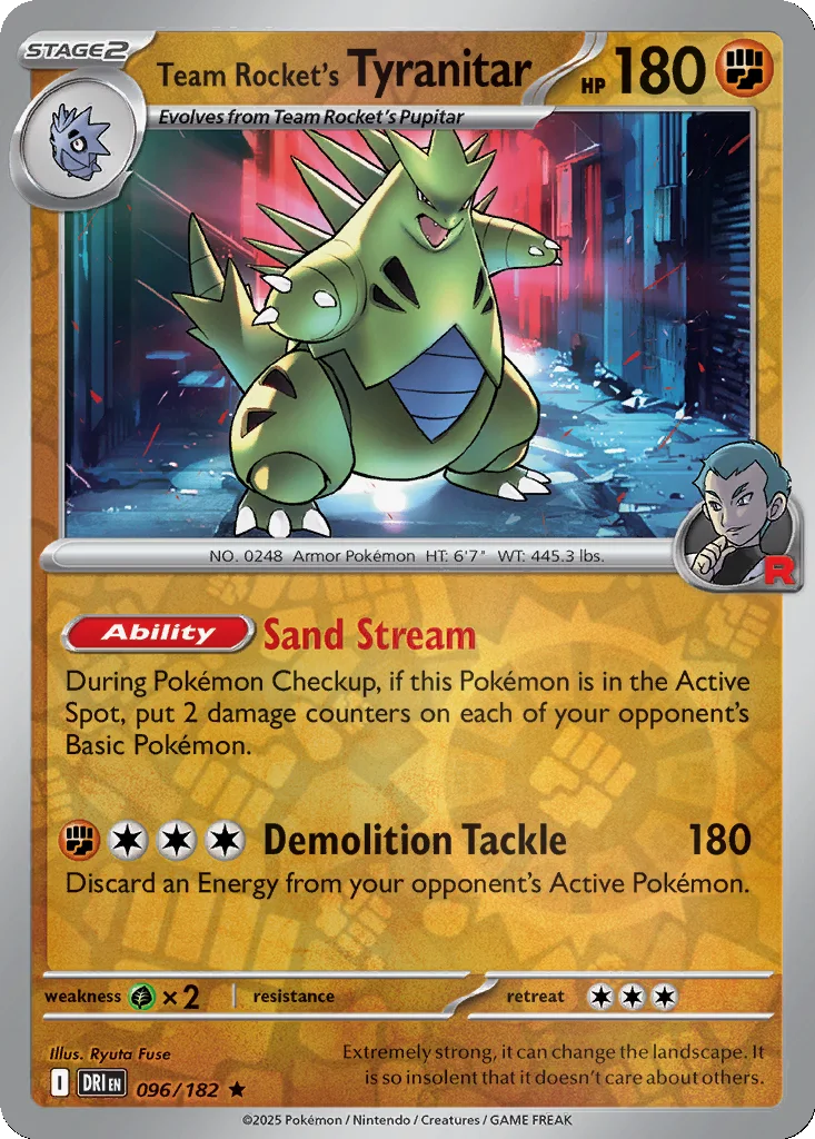 Team Rocket's Tyranitar 096/182 SV10: Destined Rivals (Reverse holo)