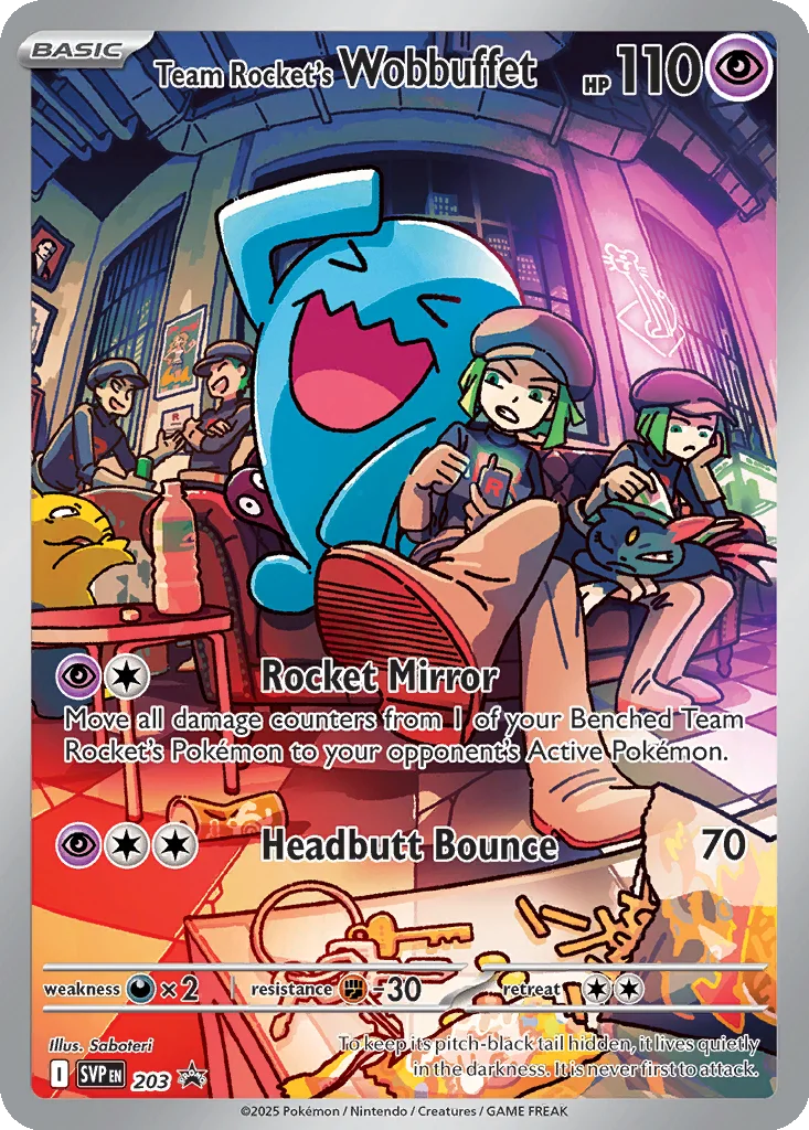 Team Rocket's Wobbuffet 203 Scarlet & Violet Black Star Promos (Destined Rivals Elite Trainer Box)